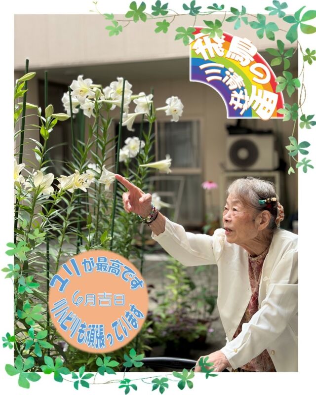 リハビリ写真📸
「まだまだ百合が綺麗です✨」
ブログにもここにない写真を先程掲載しました。
☟のプロフィールから是非アクセスしてみてください。
@asukanosatosanseisou 
#飛鳥の里　#三清荘　#特別養護老人ホーム